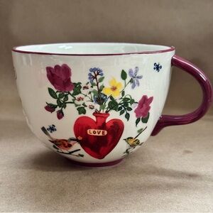 Anthropologie Nathalie Lete Titania Love 3D Flower Stoneware Mug. 16 fl oz.